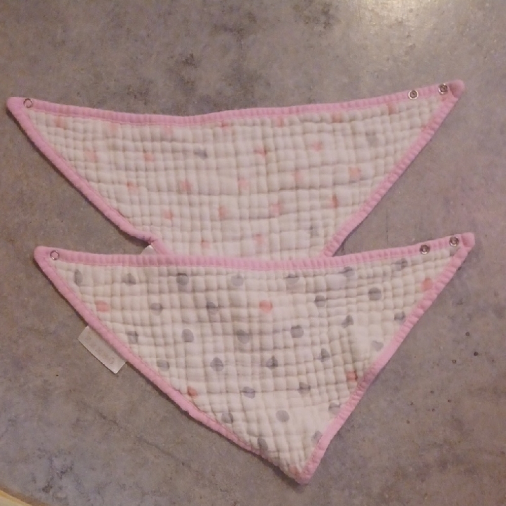 Pink and White Kids Bandana Bib Set
